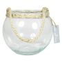 Round candle vase DAVY made of glass, with handle, transparent, 4.7"/12 cm, Ø 6"/15 cm