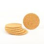 Round cork glass coaster DARREN, 6 pieces, natural, Ø3.5"/9cm, thickness 0.2"/0,5cm