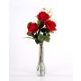 Artificial bouquet of roses SIMONY, red, 18"/45cm, Ø 8"/20cm