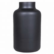 Glass flower vase SIARA, black-matt, 10"/25 cm, Ø 6"/15 cm