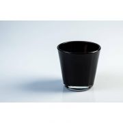 Small tea light holder / candle jar ALEX AIR in glass, black, 2.95"/7,5cm, Ø2.95"/7,5cm