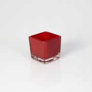 Small tealight glass KIM EARTH, red, 2.4"x2.4"x2.4" / 6x6x6cm