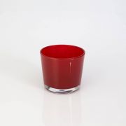 Small storm light / glass vase ALENA, red, 3.3" / 8,5cm, Ø 3.9" / 10cm