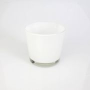 Big glass container/ flower pot ALENA, white, 4" / 10,5cm, Ø 5" / 11,5cm