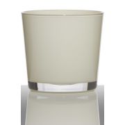 Candle glass ALENA, cylinder/round, cream, 3.5"/9cm, Ø4"/10cm