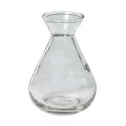 Small glass bottle KAYRA, cone/round, clear, 4"/10cm, Ø2.8"/ 7cm 