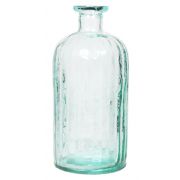 Glass bottle AYAKA with grooves, clear-blue, 8"/20cm, Ø3.3"/8,5cm