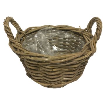 Rattan basket ASIA made of wood, brown, 4.7"/12cm, Ø 10"/26cm