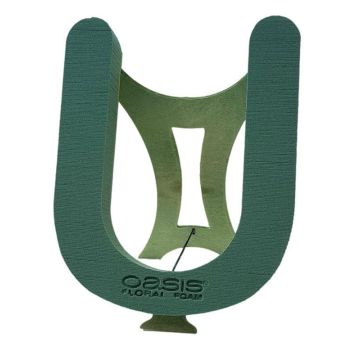 OASIS Wet florist sponge Letter U MELBA, Bioline wooden base, wooden stand, green, 16"x15"x2"/40x37x5cm