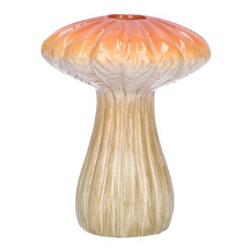 Vase made of ceramic PULCHERIA, mushroom shape, grooves, orange-beige, 13cm Ø10cm