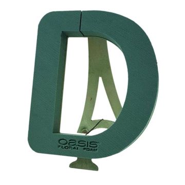 OASIS Wet florist sponge Letter D MELBA, Bioline wooden base, wooden stand, green, 16"x15"x2"/40x37x5cm