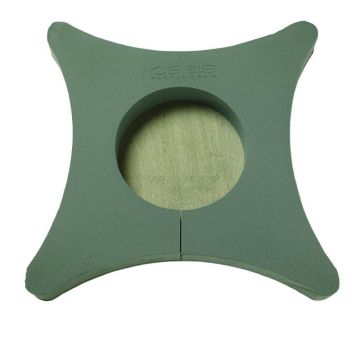 OASIS Wet florist sponge Urn cushion CENDY, funeral floristry, Bioline wooden base, green, 18"x18"x2.2"/45x45x5,5cm