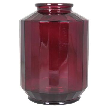 Deco glass vase LOANA, transparent-red, 14"/35 cm, Ø 10"/25 cm, 12L