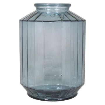 Deco glass vase LOANA, transparent-blue, 14"/35 cm, Ø 10"/25 cm, 12L