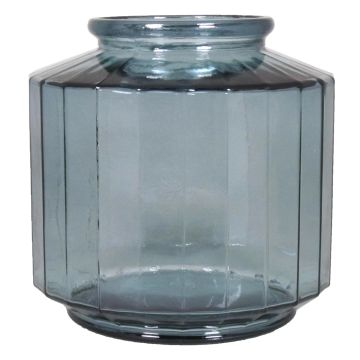 Deco glass vase LOANA, transparent-blue, 9"/23 cm, Ø 9"/23 cm, 4L