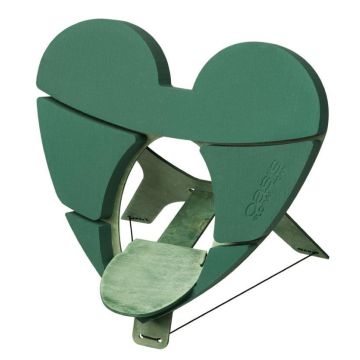 OASIS Wet florist sponge Urn heart DANAJA, funeral floristry, Bioline wooden base, wooden stand, green, 18"x18"x1.6"/46x46,5x4cm