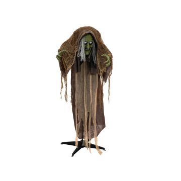 Halloween decorative figurine witch LORELEY with movement and sound function, LEDs, 100x50x155cm