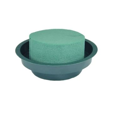 OASIS Ideal Wet florist sponge Cylinder LOVRO in plastic bowl, green, 2"/5cm, Ø4.7"/12cm