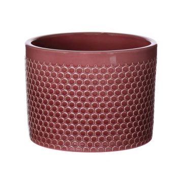 Flower pot CINZIA, ceramic, dot pattern, merlot red, 10"/25,5cm, Ø11"/28cm