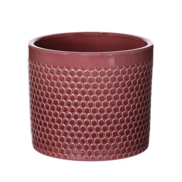 Flower pot CINZIA, ceramic, dot pattern, merlot red, 4.8"/12,3cm, Ø5.3"/13,5cm
