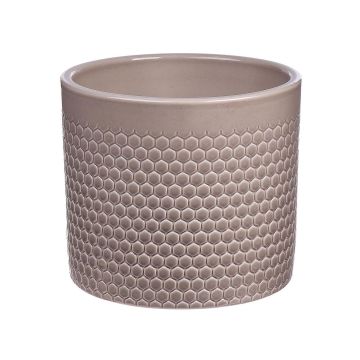 Flower pot CINZIA, ceramic, dot pattern, light taupe, 4.8"/12,3cm, Ø5.3"/13,5cm