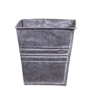 Square zinc pot MICOLATO with grooves, grey, 6"x6"x6"/15x15x15cm