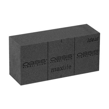 OASIS Black Ideal Maxlife Wet florist sponge Brick ALENJA with cutting lines, black, 9"x4.3"x3"/23x11x7,5cm
