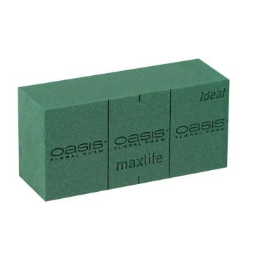 OASIS Ideal Maxlife Wet florist sponge Brick BOZO with cutting lines, green, 9"x4.3"x3"/23x11x7,5cm