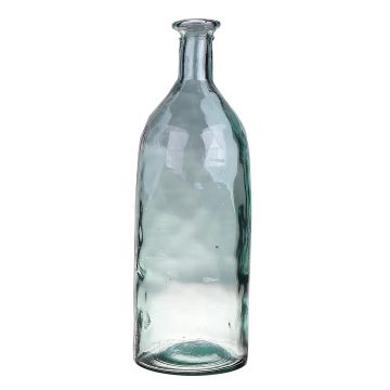 Decorative glass bottle HERMINIA, recycled, blue-transparent, 14"/35cm, Ø4.7"/12cm