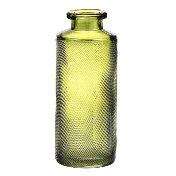 Bottle vase EMANUELA made of glass, texture, olive green-clear, 5.2"/13,2cm, Ø2"/5,2cm