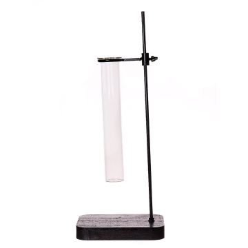 Small flower vase AUDREY with stand, clear-black, 14x10x35cm