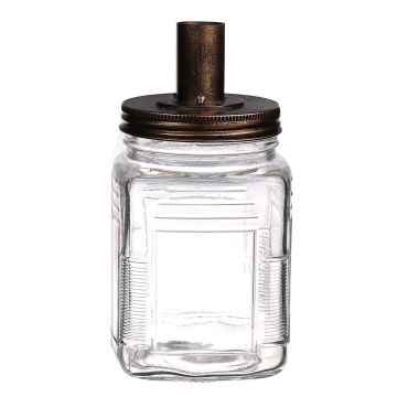 Candleholder NENEKONI on glass bottle, clear-bronze, 7"/18,5cm, Ø3.7"/9,5cm