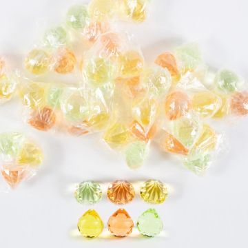 Acrylic decorative stones pendant LUVANA, diamond ball, 48 pieces, yellow-orange-green, 1.6"/4cm