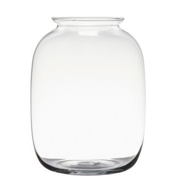 Bellied glass vase NARUMOL, transparent, 10"/25 cm, Ø 7.5"/19cm