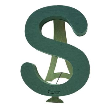 OASIS Wet florist sponge Letter S MELBA, Bioline wooden base, wooden stand, green, 16"x15"x2"/40x37x5cm