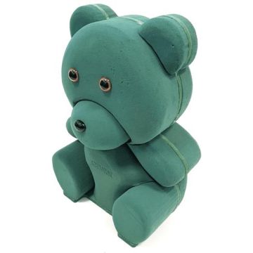 OASIS Wet florist sponge 3D teddy bear ZAMARA, Bioline wooden base, green, 16"x11"x7"/40x28x18cm
