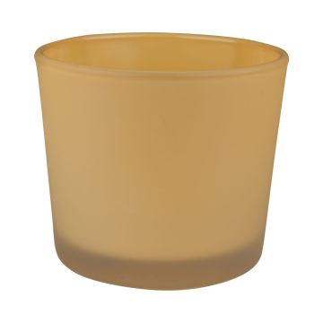 Maxi glass tea light holder ALENA FROST, sandy yellow matt, 3.5"/9 cm, Ø 4"/10 cm
