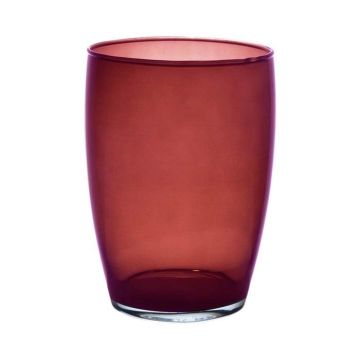 Round glass vase HENRY, red-transparent, 8"/20 cm, Ø 5.5"/14 cm