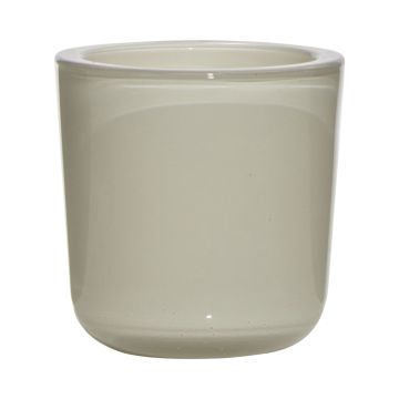 Tealight holder NICK EARTH made of glass, warm grey, 3"/7,5cm, Ø 3"/7,5cm