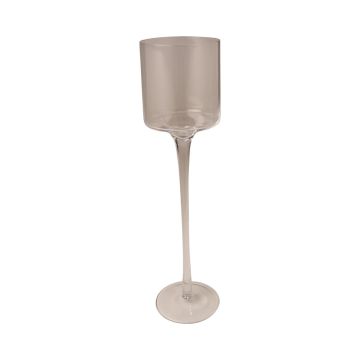 Glass tealight holder JOANA on foot, transparent, 14"/35 cm, Ø 3.5"/9 cm