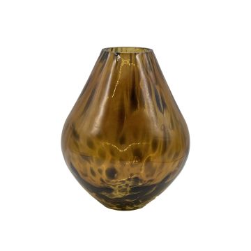 Bellied glass vase RUSSELL, leopard design, brown-transparent, 8.7"/22 cm, Ø 6.7"/17 cm