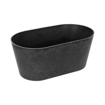 Oval flower pot LIMANI made of plastic, black, 9"x5.1"x4.3"/24x13x11cm