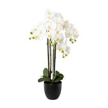 Decorative Phalaenopsis orchid UKERNA in resin planter, white, 33"/85cm