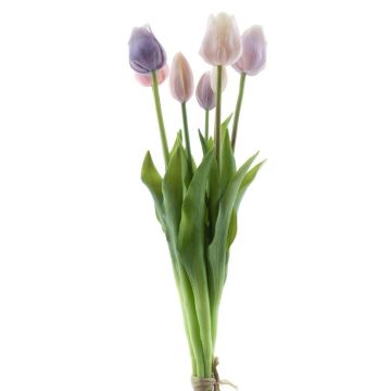 False tulip bouquet LONA, purple-lilac-cream, 18"/45cm, Ø8"/20cm