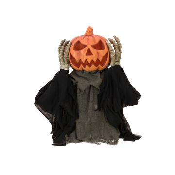 Halloween decorative figurine pumpkin zombie DOMINICUS, movement and sound function, LEDs, 62cm
