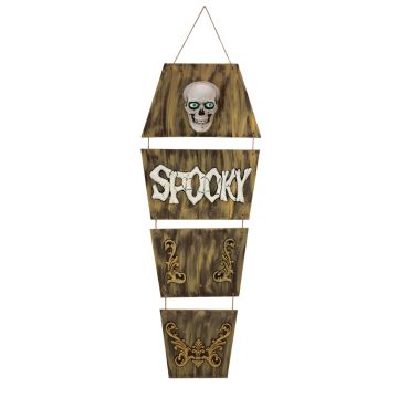 Decorative Halloween ghost coffin ULBERT with skull, hanging, movement and sound function, LEDs, 150cm