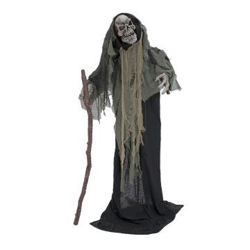 Halloween decorative Skeleton WILBERT, cape, stick, movement and sound function, LEDs, 160cm