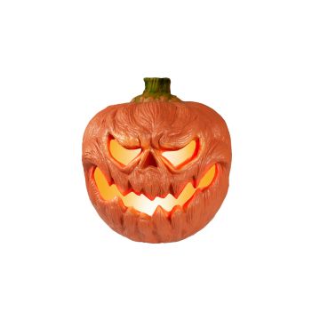 Halloween pumpkin FLANKY with face, LED, orange, 18x16x19,5cm
