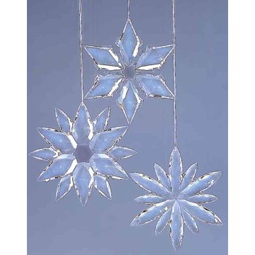 Acrylic snowflake, 3 pieces, transparent, Ø 4.3"-4.7"/11-12cm