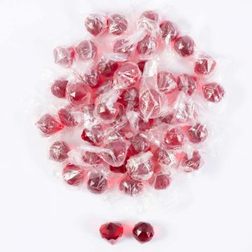 Acrylic decoration stones pendant LUVANA, diamond ball, 48 pieces, red, 3cm